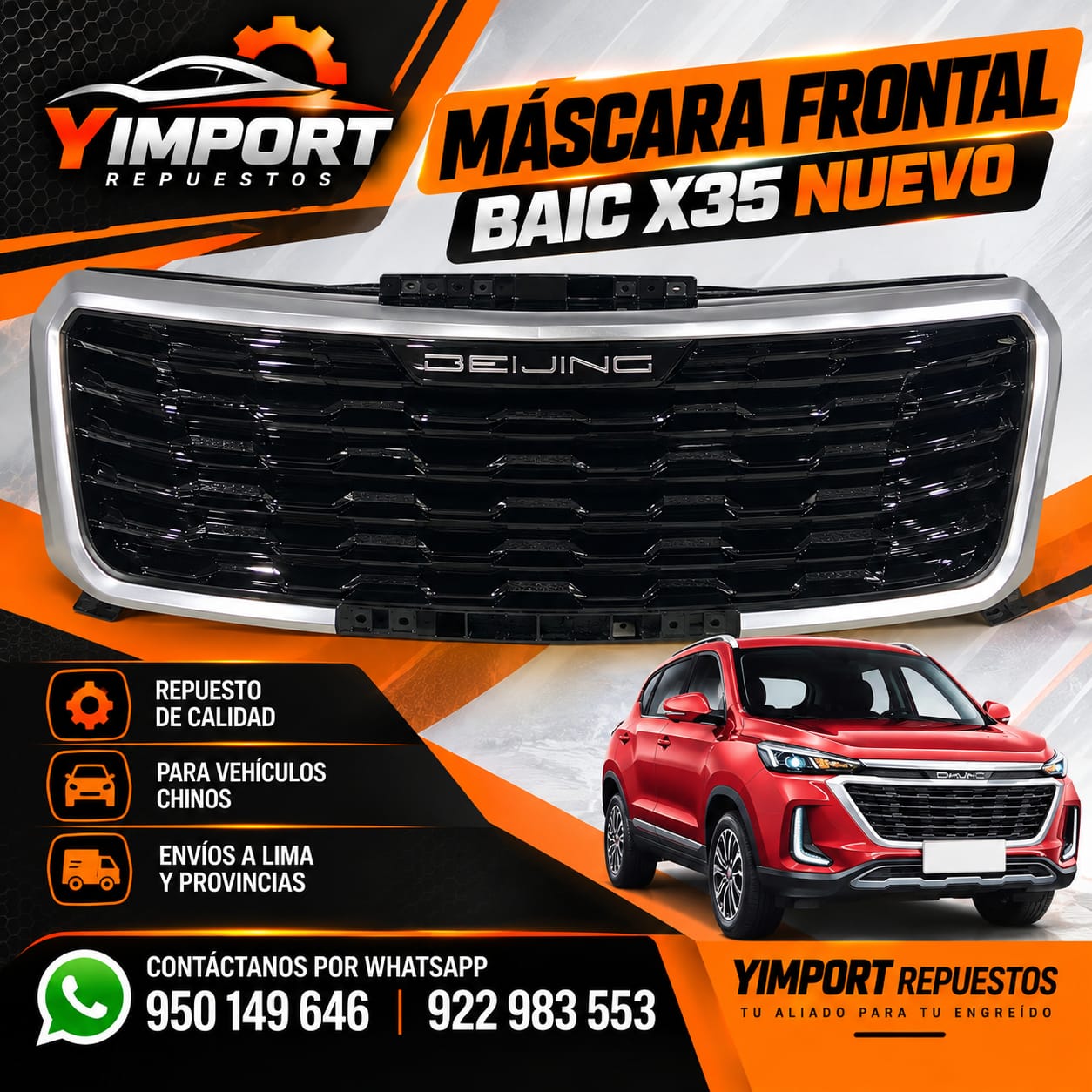 MÁSCARA FRONTAL BAIC X35 NUEVO