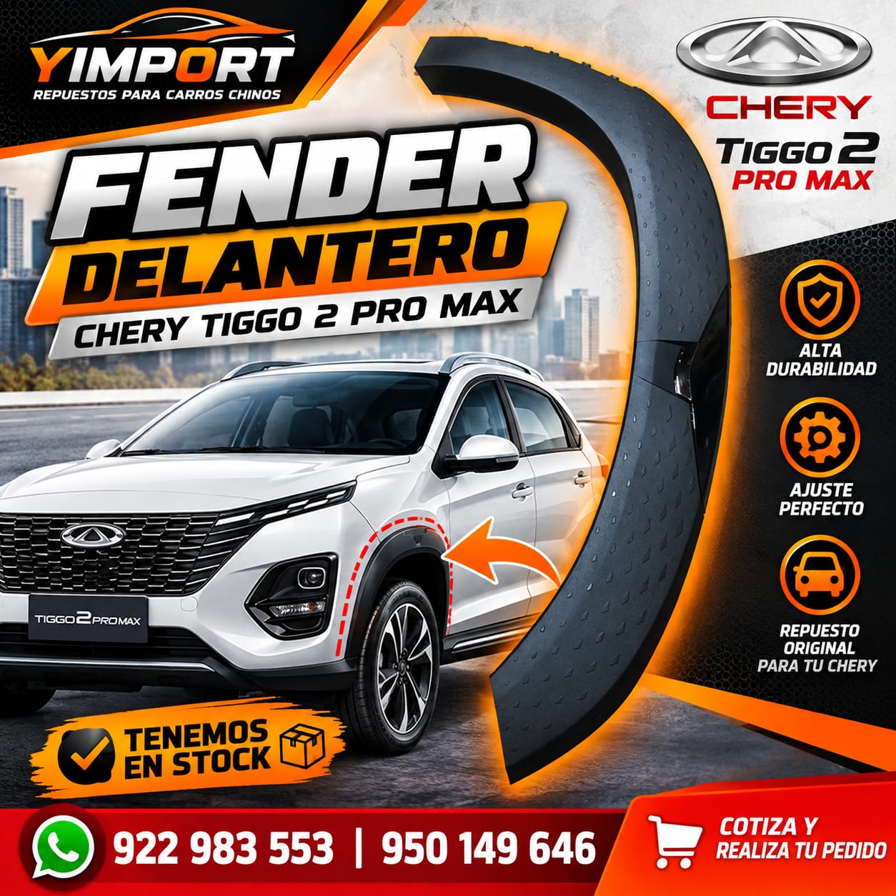 FENDER DELANTERO  - CHERY TIGGO 2 PRO MAX
