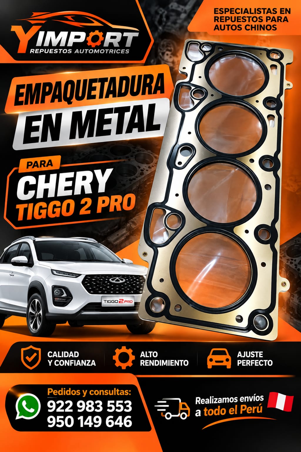 Empaquetadura de metal para Chery Tiggo 2 Pro.