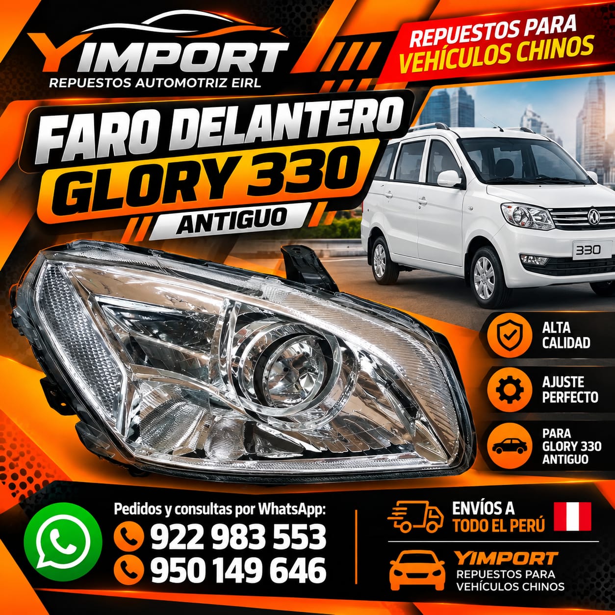 FARO DELANTERO PARA GLORY 330 ANTIGUO