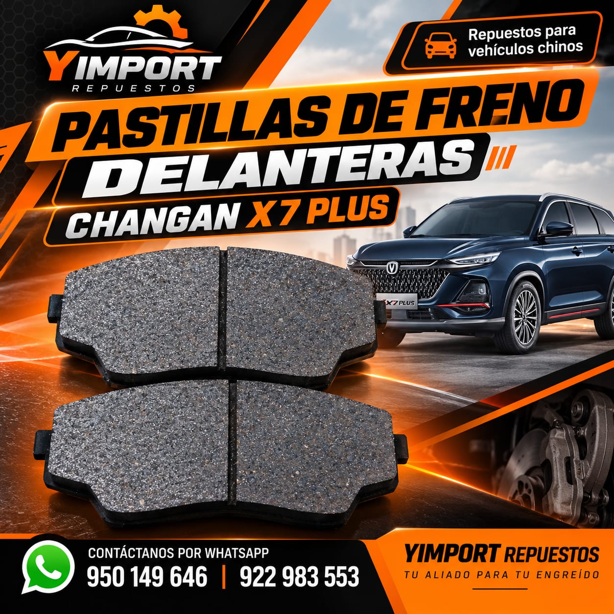 PASTILLAS DE FRENO DELANTERAS  PARA CHANGAN X7 PLUS